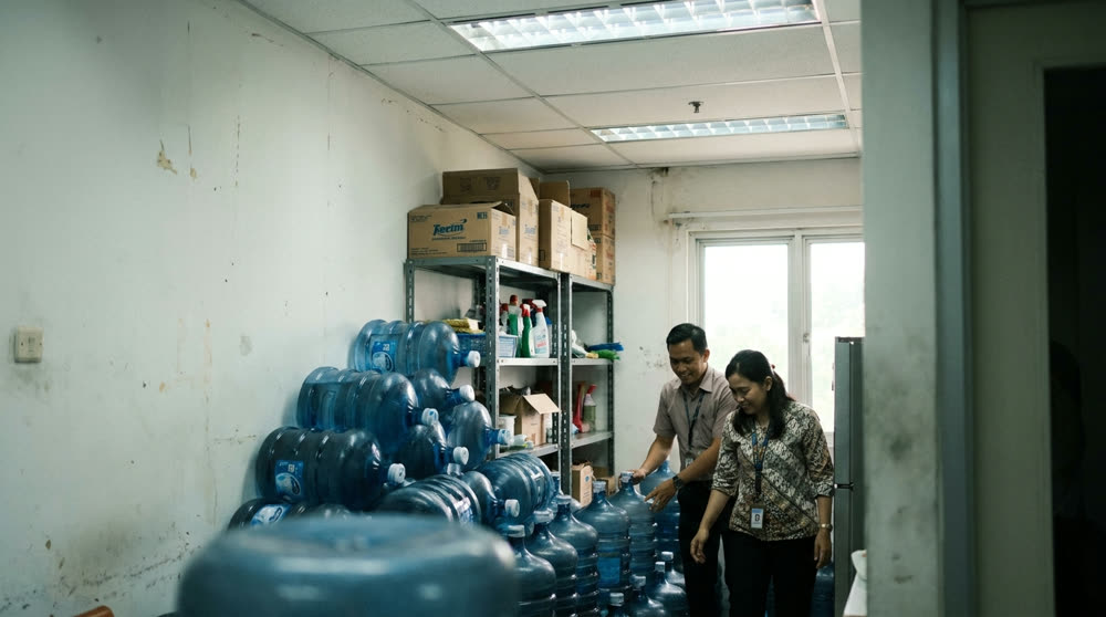 Galon memenuhi ruang kantor